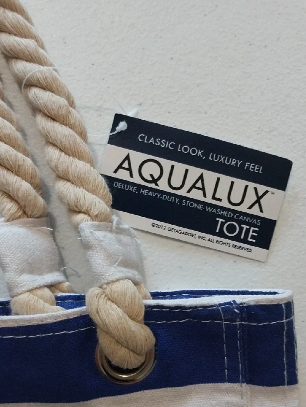 Boothbay Harbor Striped Rope-Handle Tote in Blue and White